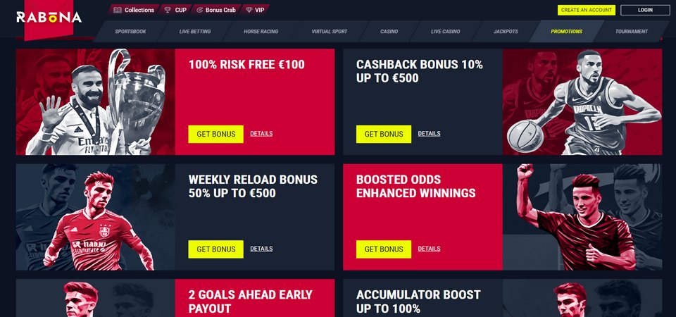 Screenshot of the bonus page - Rabona